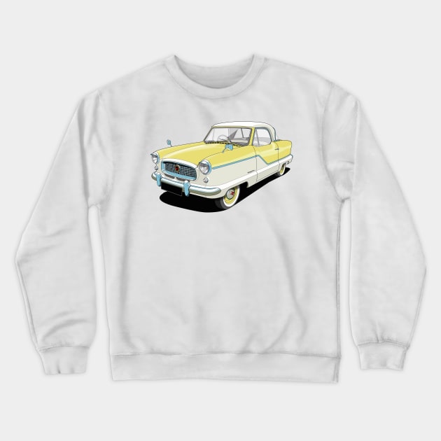 Austin Metropolitan in two tone yellow and white Crewneck Sweatshirt by candcretro